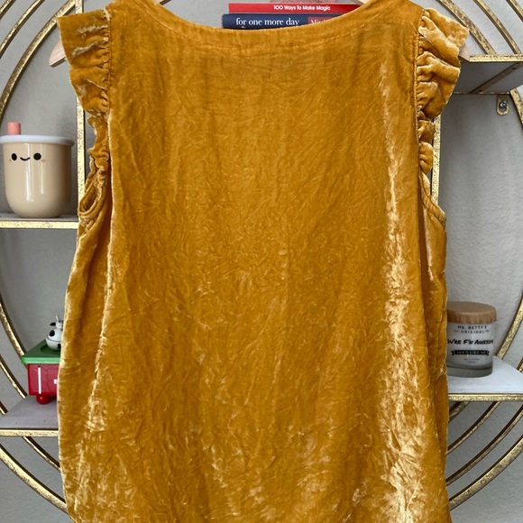 Loft Yellow Velvet Button Ruffle Shell Top - S - Picture 4 of 6